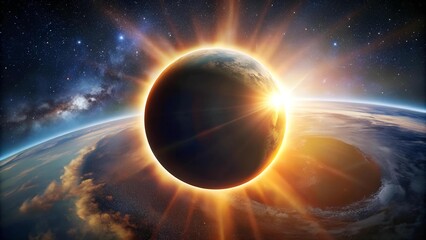 Wall Mural - Celestial Tapestry: The Dance of Light and Shadow During an Eclipse  generative AI