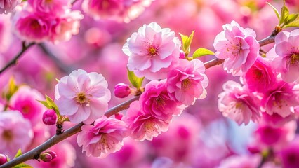 Wall Mural - A Symphony of Pink: A Close-Up Perspective of Sakura Blossoms  Generative AI