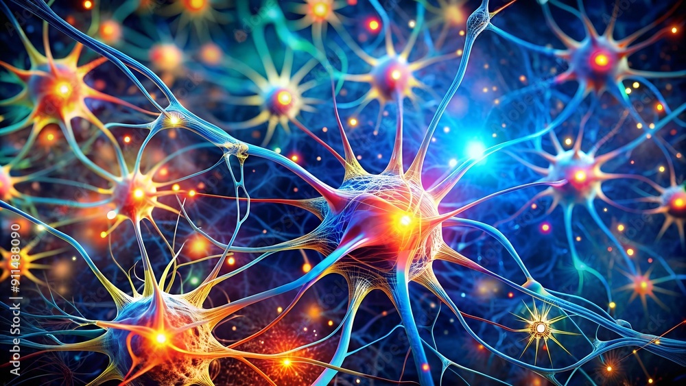 Synaptic Symphony: A Visual Representation of Neuronal Connections Through Abstract Patterns and Vibrant Colors  generative AI