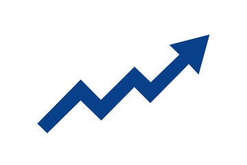 Blue zigzag growth graph with arrow moving up