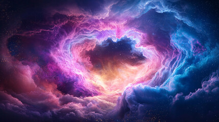 Wall Mural - a colorful cloud in the sky with a heart shape in the middle. the colors are vibrant and the heart s