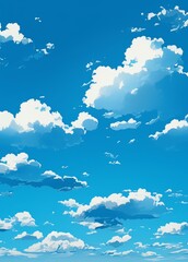 Wall Mural - beautiful blue sky with white clouds in anime style