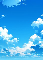 Wall Mural - beautiful blue sky with white clouds in anime style
