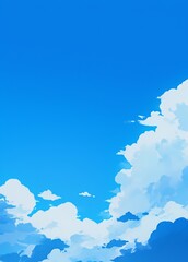 Wall Mural - beautiful blue sky with white clouds in anime style