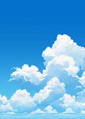 Wall Mural - beautiful blue sky with white clouds in anime style