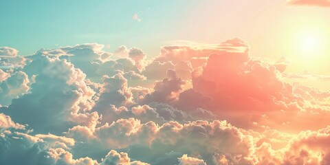 Wall Mural - soft light from the sun illuminating sky and clouds