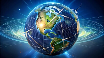 Wall Mural - global network of green energy: a symphony of sustainable power ai generated