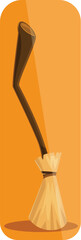 Wall Mural - Cartoon witch broom leaning on orange background for halloween celebration