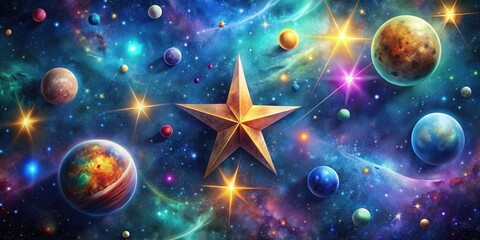Wall Mural - a mesmerizing image of a colorful star galaxy with shining stars and planets , galaxy, stars, space,