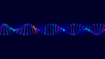 Abstract DNA Molecule Helix Spiral Wave Blue Background. Medical Science Concept, Genetic Biotechnology, Chemistry Biology, DNA Gene. Vector Illustration.