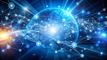 Wall Mural - intertwined wires and waves: a visual representation of communication networks ai generated