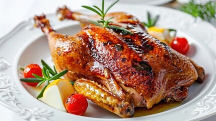 Wall Mural - Roasted Duck with Lemon and Rosemary