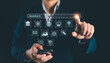 © flyalone - Artificial intelligence (AI) and futuristic digital technology. Businessman using application to generative AI contents, story, images. Chat with smart robot AI and command prompt input on website