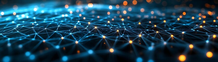 Abstract Network of Glowing Lines and Points