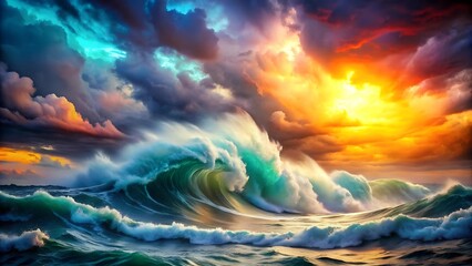 Waves of Fury: A Stylized Depiction of a Sea Storm  generative AI