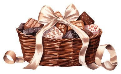 Sticker - PNG Chocolates basket dessert wrapped ribbon.