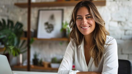 Wall Mural - Professional woman in a minimalist office environment.