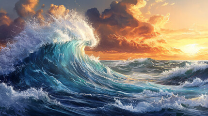 Wall Mural - The overall mood should be a celebration of the ocean's power and beauty, 