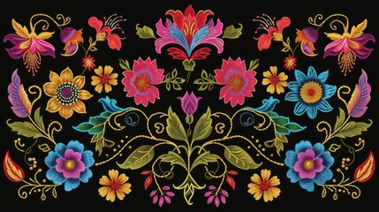 Canvas Print - Illustration of embroidery designs