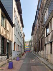 Wall Mural - Rouen, rue de la Rose, Normandy, France, multicolored stairs, popular artistic decoration in the city