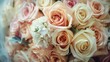 © Suwanlee - Close-up of a beautiful bouquet of roses in soft pastel shades, perfect for weddings, romantic occasions, and floral decorations.