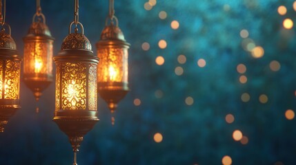 Luminous Ramadan Lanterns with Bokeh Lights