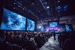 © sohel - A packed conference room with a diverse crowd of people engaged in discussions and presentations.