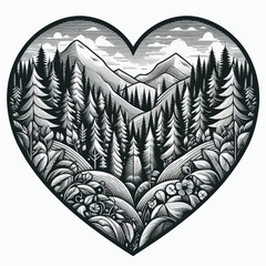 Wall Mural - vector of forest in heart abstract design 