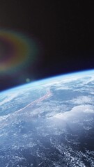 Wall Mural - partial earth view from space – vertical shot with starry background