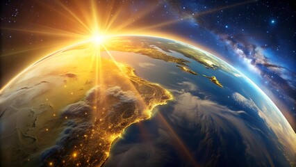 Wall Mural - A Captivating Depiction of Earth Bathed in the Warm Glow of the Sun  AI Generated