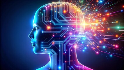 Wall Mural - ethereal circuits: a symphony of neon and data ai generated