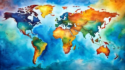 Wall Mural - earth's tapestry: a symphony of continents and oceans ai generated