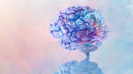 Wall Mural - A brain with purple and blue colors