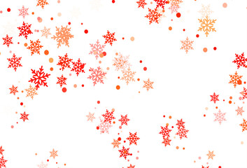 Wall Mural - Light Red vector pattern with christmas snowflakes.