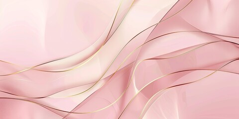 Wall Mural - Pink and gold abstract background with curves.