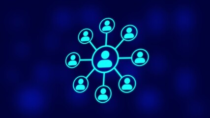 People Social networking and connection technology icons on blue background