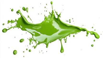 Wall Mural - Green Liquid Splash on a White Background