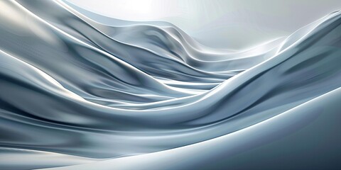 Wall Mural - Abstract silver fabric waves.