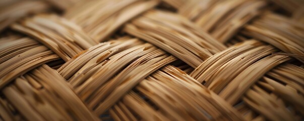 Wall Mural - Woven Straw Basket Texture Background, 4K hyperrealistic photo