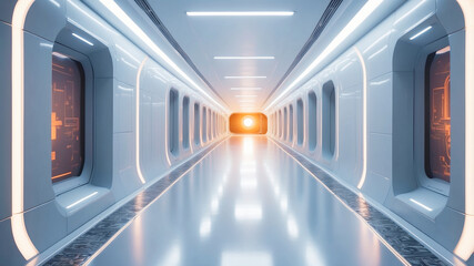 Wall Mural - Science fiction corridor with high tech elements