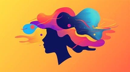 Wall Mural - human head abstract shapes, mental health, abstract psychological concept