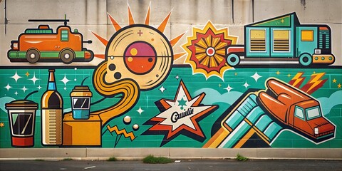 retro wall graffiti