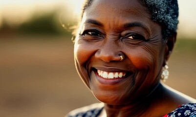 Canvas Print - Portrait of a senior african woman smiling at the camera.