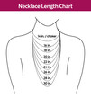 © Christine - Necklace length chart showing various necklace lengths on a silhouette from 14 inches (choker) to 30 inches