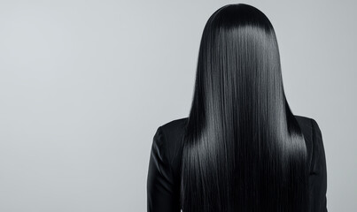 a beautiful woman with long straight hair. hair care concept