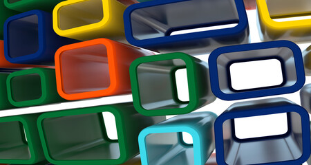 Fototapete - Multicolor abstract background banner of triangles , all the colors of the rainbow