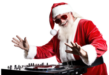 Sticker - PNG Dj wearing santa claus celebration adult fun.