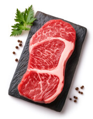 japanese wagyu sirloin isolated on white background