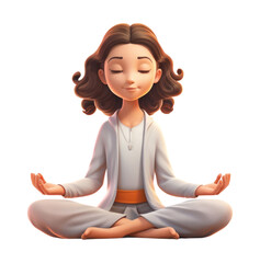 Canvas Print - PNG Meditation cartoon yoga white background.