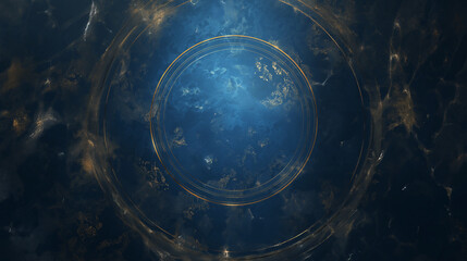 Wall Mural - a blue and gold circle with a dark background
